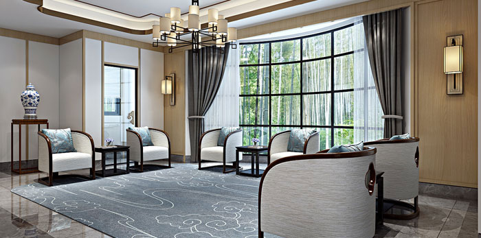 新中式辦公室設計方案效果圖