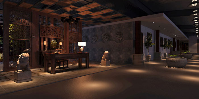 中式辦公室裝修設計效果圖