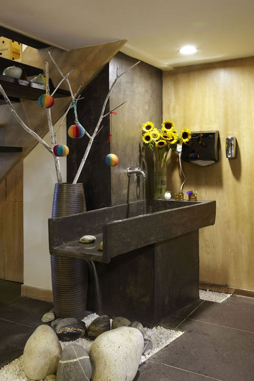 原生態餐飲店洗區裝修設計案例效果圖