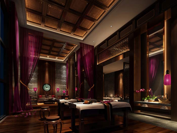 杭州spa會所按摩區(qū)域軟裝設(shè)計案例效果圖