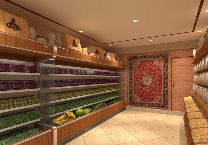 鮮農水果店水果擺放區域裝修設計案例效果圖