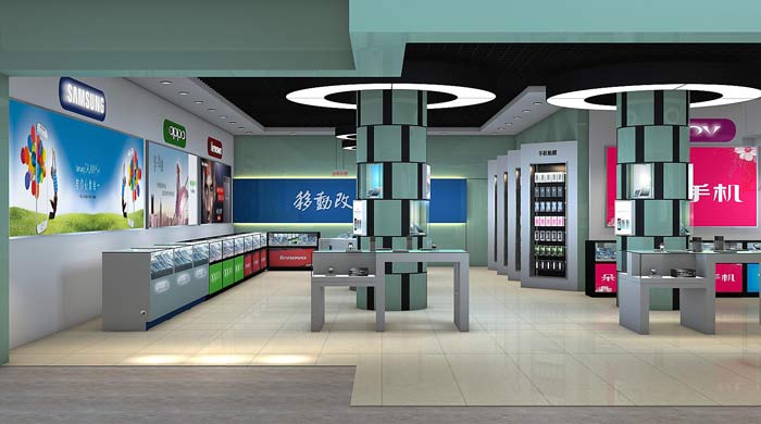 簡潔和美的意象的手機店設(shè)計