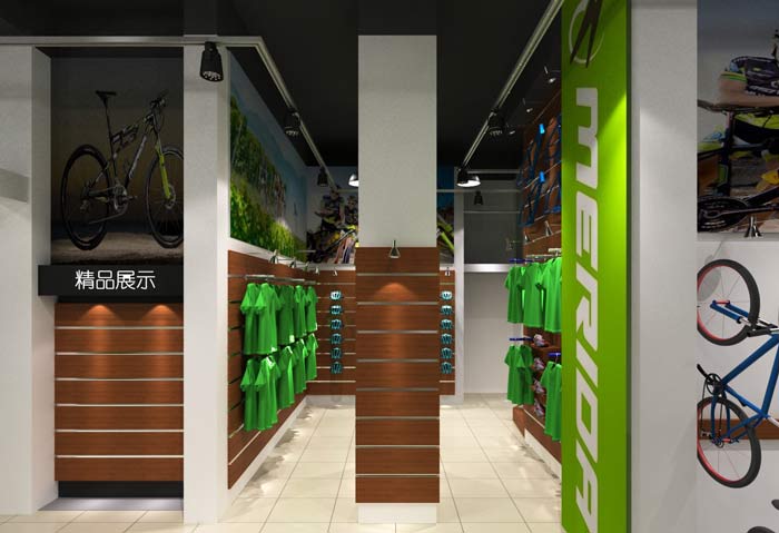 潮流、時尚自行車店精品展示區域裝修設計案例效果圖