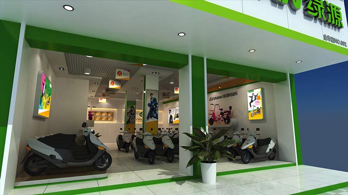 綠源電動車店鋪、店面門面裝修設計案例效果圖