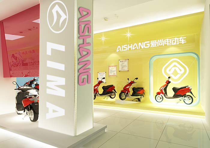電動(dòng)車銷售展示中心、店面背景墻裝修設(shè)計(jì)案例效果圖