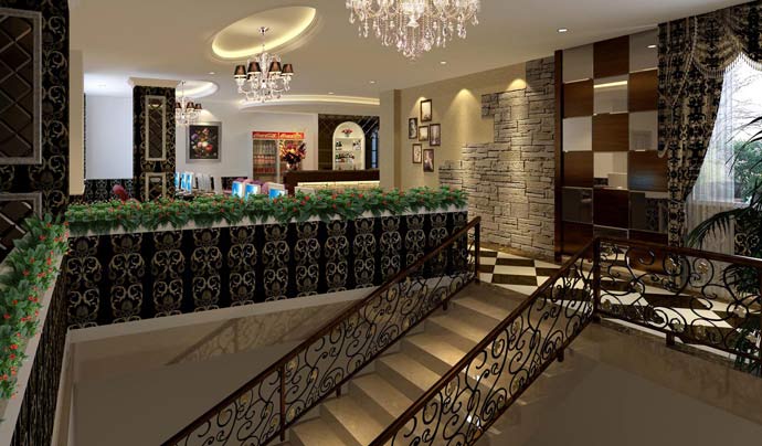 龍雨網絡會所樓梯裝修設計案例效果圖