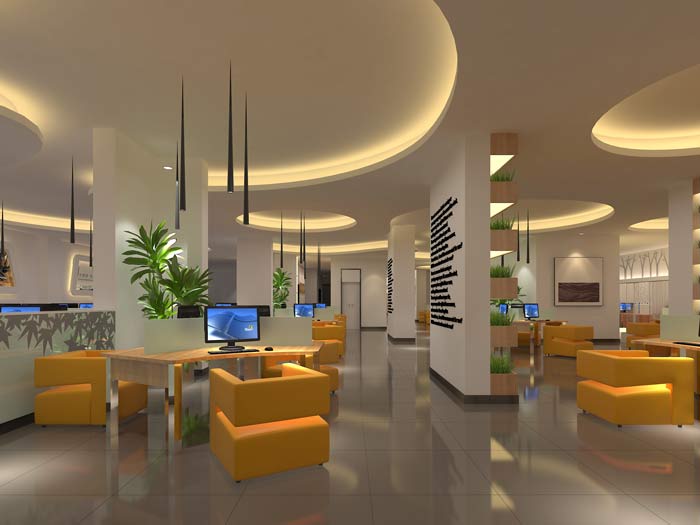 杭州布卡網(wǎng)咖會所背景墻裝修設計案例效果圖