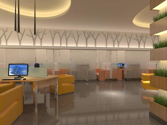 杭州布卡網(wǎng)咖會所玻璃隔斷裝修設計案例效果圖