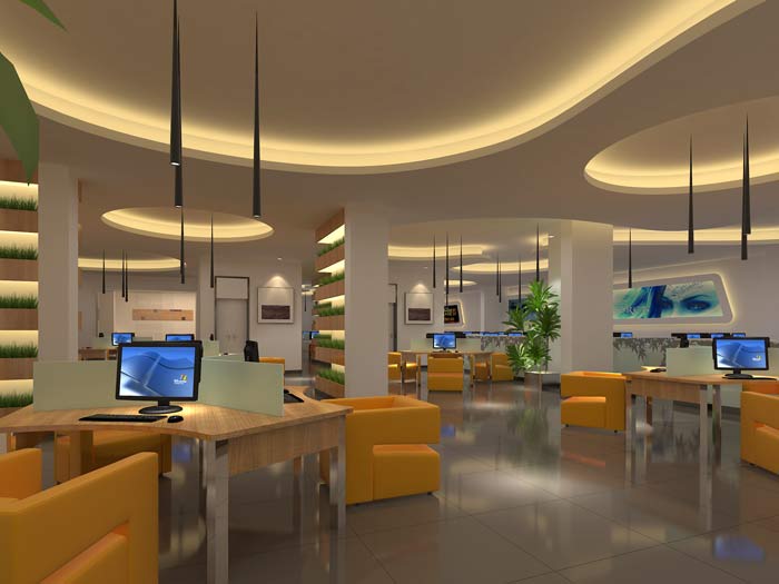 杭州布卡網(wǎng)咖會所上網(wǎng)區(qū)域盆栽裝修設計案例效果圖