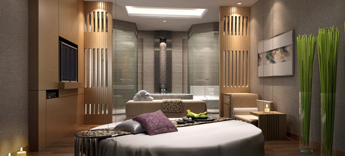 現(xiàn)代、古典混搭美容院電視背景墻裝修設(shè)計(jì)案例效果圖