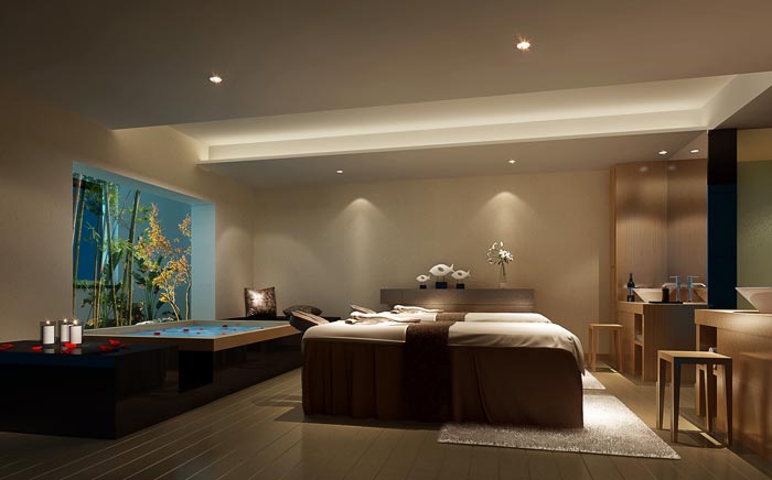 現(xiàn)代、古典混搭美容院浴池裝修設(shè)計(jì)案例效果圖