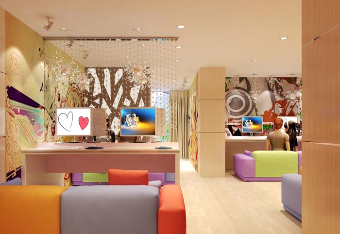 現(xiàn)代簡約風格網(wǎng)咖背景墻裝修設計案例效果圖