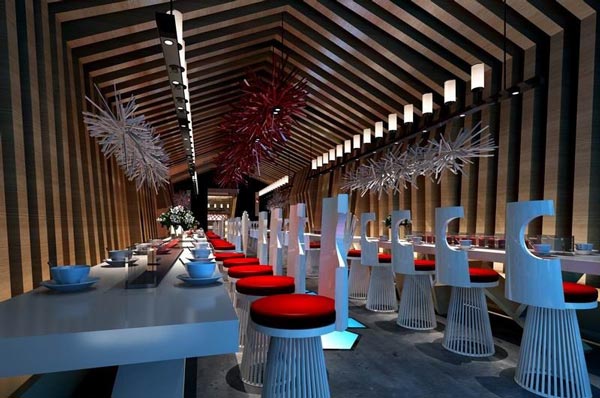 茶餐廳大廳與包間區域裝修設計