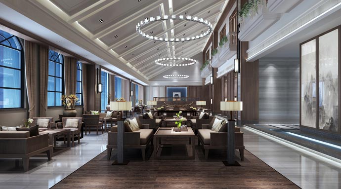 混搭風(fēng)格茶樓茶室大廳裝修設(shè)計案例效果圖