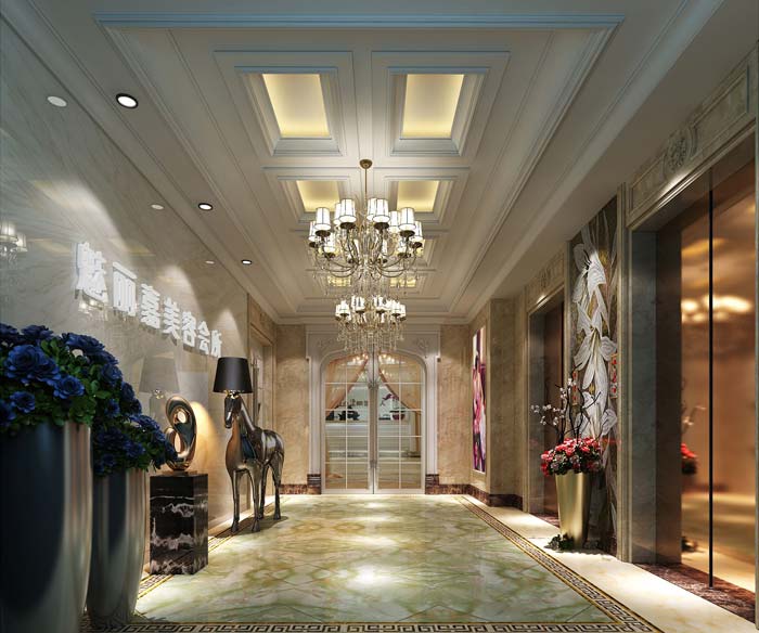 魅麗嘉美容會所電梯間裝修設計案例效果圖