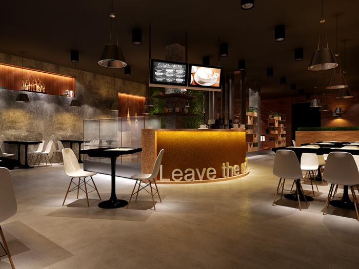 杭州創(chuàng)意工業(yè)風(fēng)咖啡廳前臺裝修設(shè)計案例效果圖