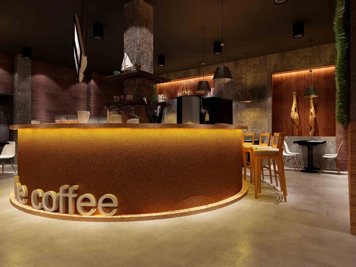 杭州創(chuàng)意工業(yè)風(fēng)咖啡廳前臺吧臺裝修設(shè)計案例效果圖