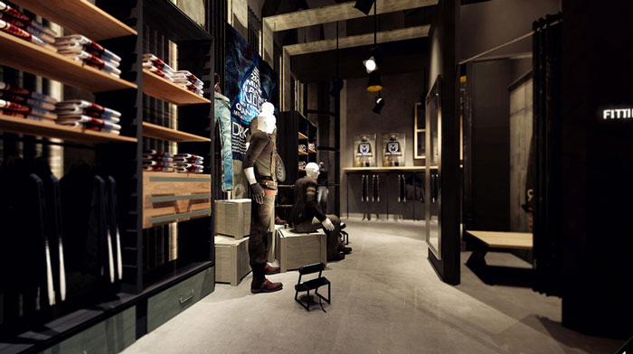 潮牌男裝專賣店過道裝修設(shè)計(jì)案例效果圖