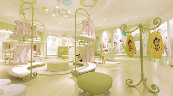 伊卡通童裝店展示區域裝修設計案例效果圖