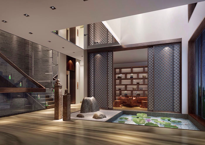 現代、中式混搭私人會所裝修設計案例效果圖