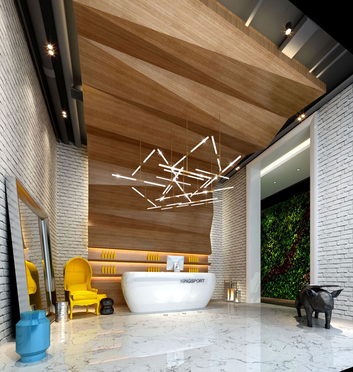 健身俱樂部前臺裝修設計案例效果圖