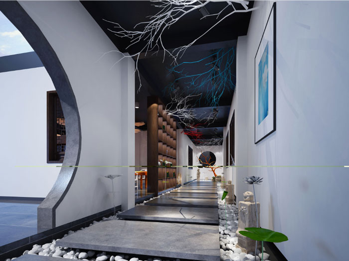 國學館展廳過道裝修設計案例效果圖