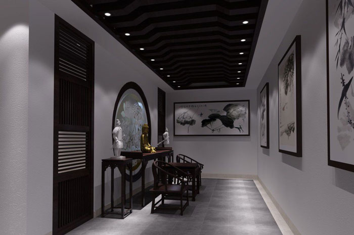 木業(yè)家居展廳前臺裝修設(shè)計(jì)案例效果圖