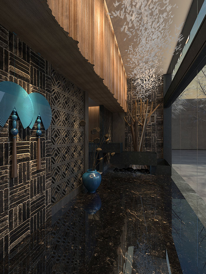 時而驚奇、時而陶醉的烤魚店過道裝修設(shè)計方案效果圖