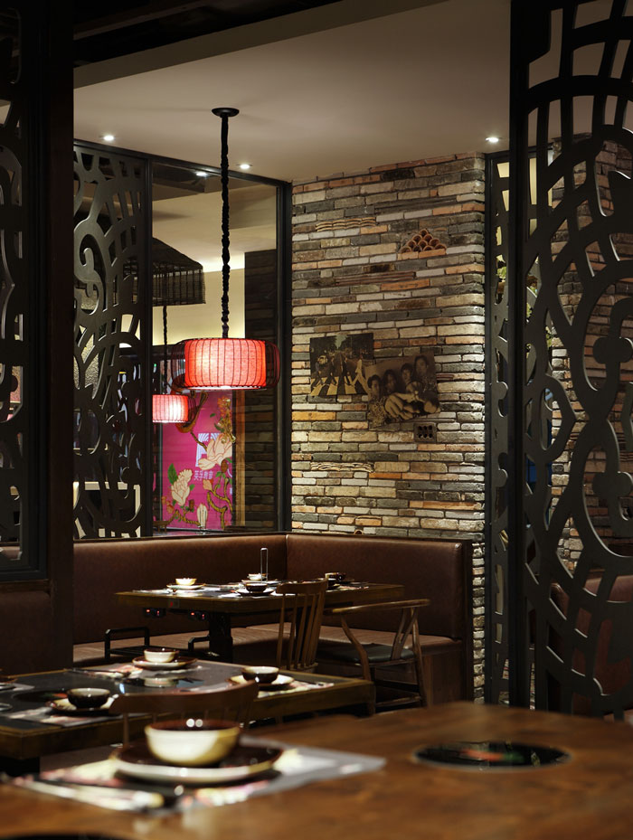 沉穩、古樸、自然、寧靜的火鍋店休息區域方案設計效果圖