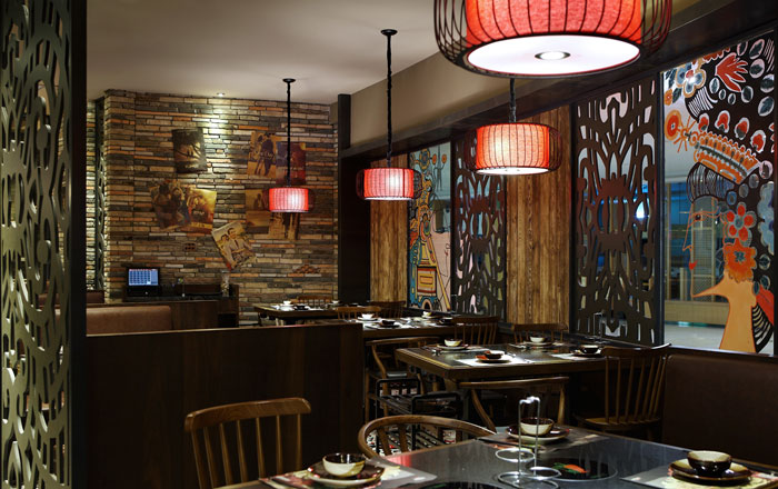 沉穩、古樸、自然、寧靜的火鍋店前臺方案設計效果圖