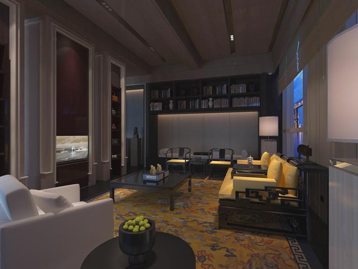 文化傳播精品酒店客廳裝修設(shè)計案例效果圖