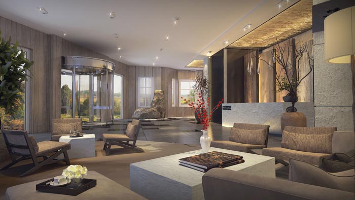 商務型酒店前臺接待裝修設(shè)計案例效果圖