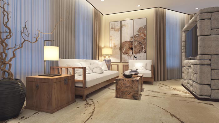 商務型酒店套間客廳裝修設(shè)計案例效果圖