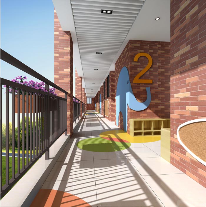 國(guó)際雙語幼兒園走廊裝修設(shè)計(jì)案例