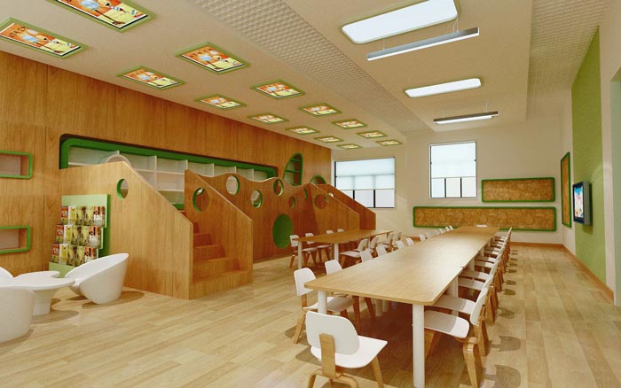 現代簡約幼兒園餐桌裝修設計案例