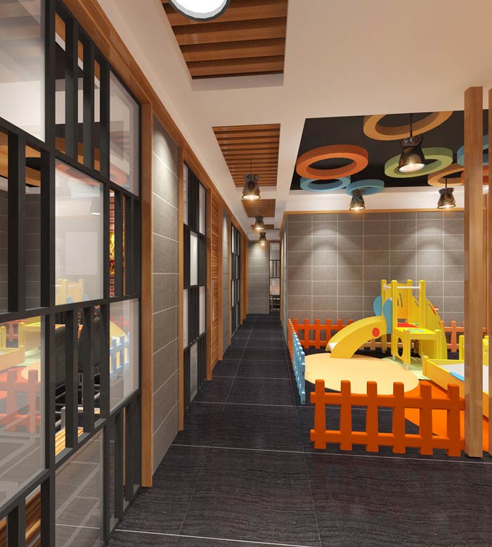 魚火鍋店二樓過道裝修設(shè)計(jì)效果圖