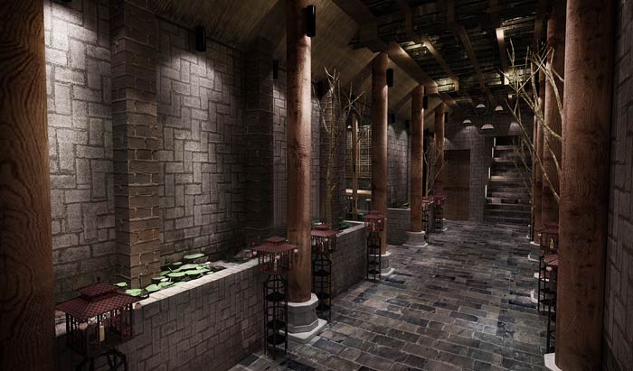 特色燒烤店過道裝修設(shè)計效果圖