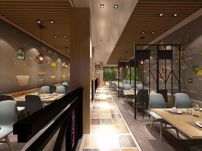 連鎖中式快餐店二樓裝修設計效果圖