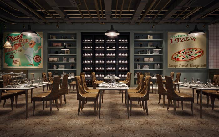 披薩西餐廳餐區(qū)裝修設計效果圖