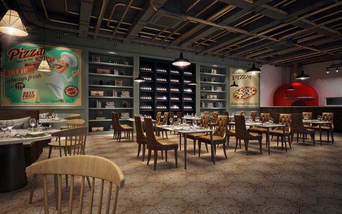 披薩西餐廳餐區(qū)裝修設計效果圖