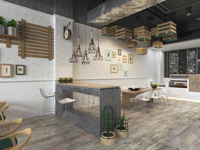 街角的咖啡店吧臺區裝修設計效果圖