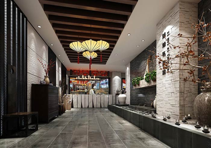 私房菜館進(jìn)門過道裝修設(shè)計(jì)效果圖