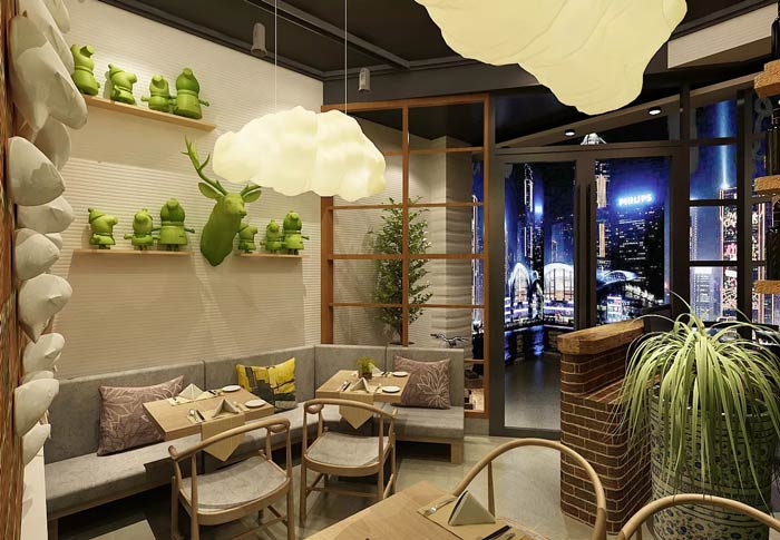 特色面館沙發區裝修設計效果圖