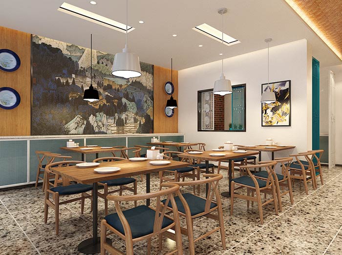 燜面館墻畫裝修設計效果圖