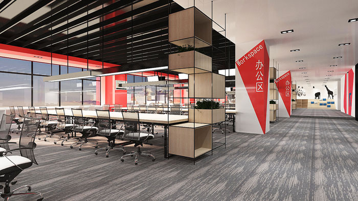 寵物公司辦公室辦公區裝修設計效果圖