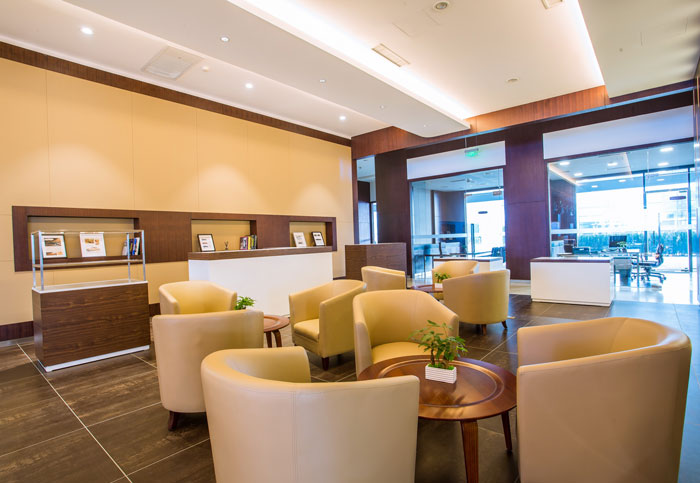 汽車貿易公司辦公室接待區裝修設計效果圖