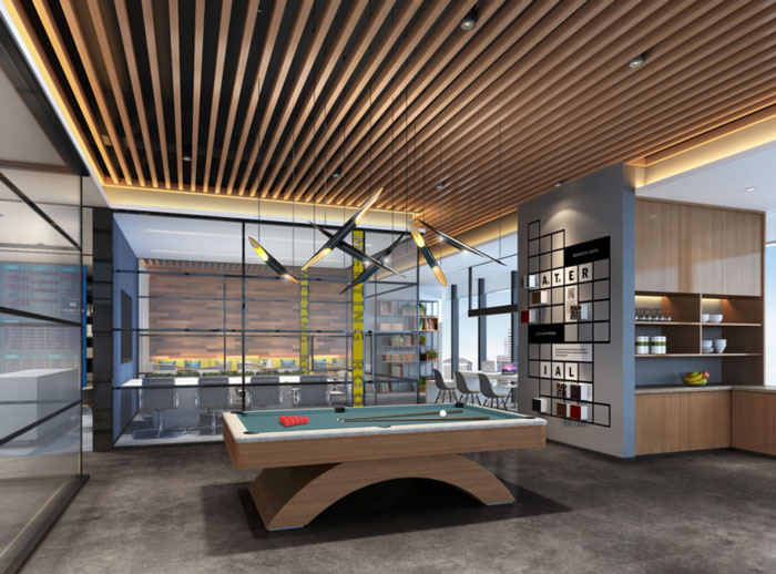 杭州800平方辦公室臺球區(qū)裝修設(shè)計(jì)效果圖