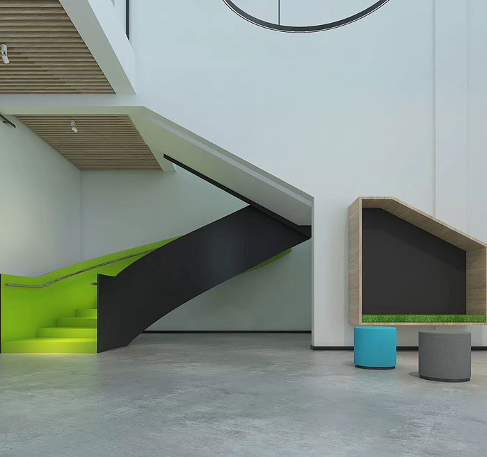 舊辦公室樓梯改造裝修設計效果圖