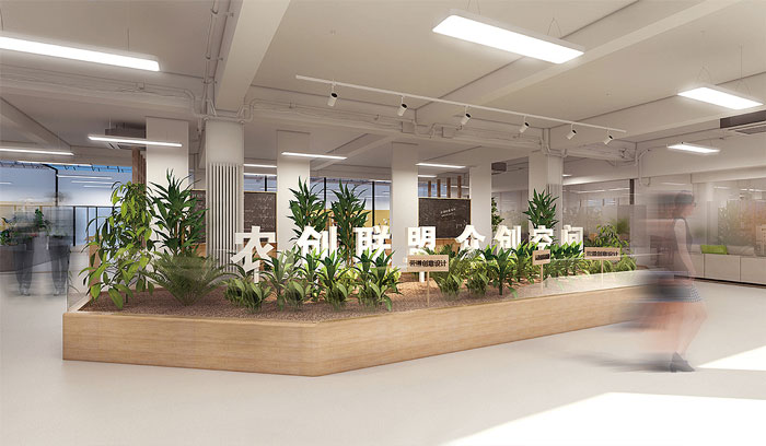 創客空間辦公室過道裝修設計效果圖