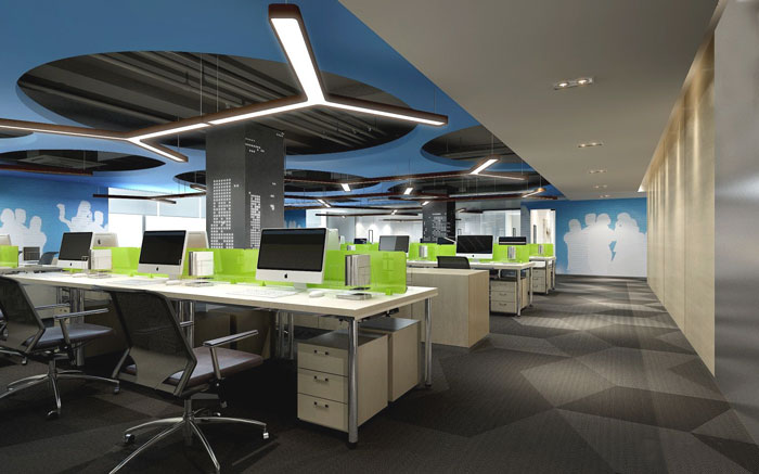 金融保險公司辦公室辦公區域裝修設計案例效果圖